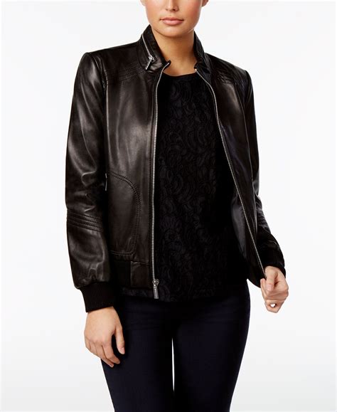 michael kors leather jacket ideas|Michael Kors bomber jacket women's.